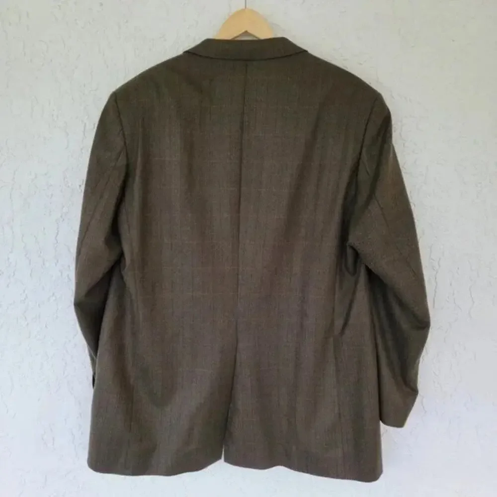 Chaps Ralph Lauren Blazer Brown Lambswool Men Size 46L Classic Suit Jacket